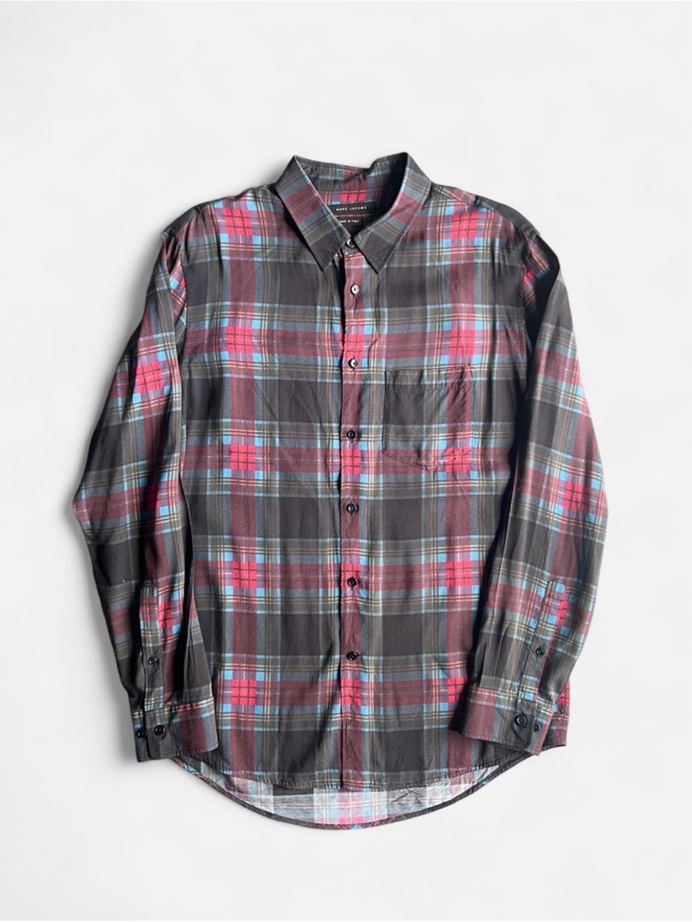 Marc Jacobs men’s plaid viscose button-up long sleeve shirt size EU 50 (US M/L)